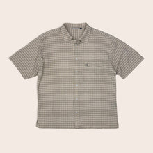 Load image into Gallery viewer, Quiksilver Checked Embroidered Back Spell Out Short Sleeved Shirt - L