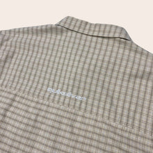 Load image into Gallery viewer, Quiksilver Checked Embroidered Back Spell Out Short Sleeved Shirt - L