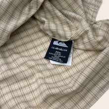 Load image into Gallery viewer, Quiksilver Checked Embroidered Back Spell Out Short Sleeved Shirt - L