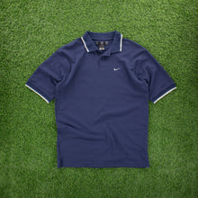Load image into Gallery viewer, (2001) Nike Golf Dri-Fit Small Swoosh Embroidered Short Sleeve Navy Polo Shirt - XL