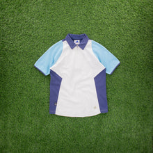 Load image into Gallery viewer, (2001) Women’s Adidas 3-Stripe ClimaLite Embroidered Centre Logo 1/4 Zip Up Short Sleeve White Blue Collard Sports Top - M (10-12)