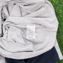 Load image into Gallery viewer, (2003) Women’s Nike Small Swoosh Embroidered Grey Navy Slit V-Neck Raglan 3/4 Sleeve Baby Tee Top - M (8-10)