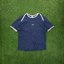 Load image into Gallery viewer, (2001) Women’s Nike Centre Logo Spell Out Piping Crew Neck Navy T-Shirt - M (10-12)