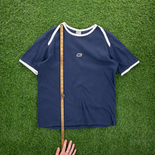 Load image into Gallery viewer, (2001) Women’s Nike Centre Logo Spell Out Piping Crew Neck Navy T-Shirt - M (10-12)