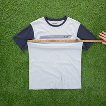 Load image into Gallery viewer, Reebok Gradient Stripe Graphic Light Blue Navy Raglan T-Shirt - S/M