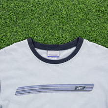 Load image into Gallery viewer, Reebok Gradient Stripe Graphic Light Blue Navy Raglan T-Shirt - S/M