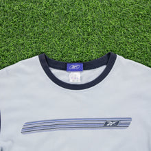 Load image into Gallery viewer, Reebok Gradient Stripe Graphic Light Blue Navy Raglan T-Shirt - S/M