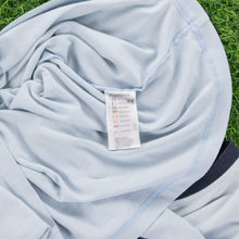 Load image into Gallery viewer, Reebok Gradient Stripe Graphic Light Blue Navy Raglan T-Shirt - S/M