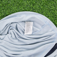 Load image into Gallery viewer, Reebok Gradient Stripe Graphic Light Blue Navy Raglan T-Shirt - S/M