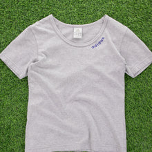 Load image into Gallery viewer, (2004) Women’s Adidas Spell Out 3 Double Sided Graphic Grey Baby Tee Top - M (10)
