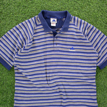 Load image into Gallery viewer, (1998) Adidas Golf Embroidered Logo Striped Navy Polo Shirt - XL