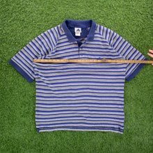 Load image into Gallery viewer, (1998) Adidas Golf Embroidered Logo Striped Navy Polo Shirt - XL