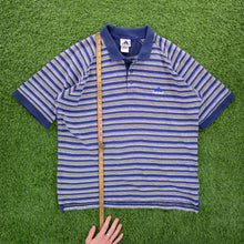 Load image into Gallery viewer, (1998) Adidas Golf Embroidered Logo Striped Navy Polo Shirt - XL