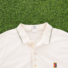 Load image into Gallery viewer, (1997) Nike Tennis Court Embroidered Pinstripe Cream Polo Shirt - XXL