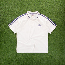 Load image into Gallery viewer, Adidas 3-Stripe Embroidered Textured White Short Sleeve Polo Shirt - XL