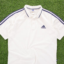 Load image into Gallery viewer, Adidas 3-Stripe Embroidered Textured White Short Sleeve Polo Shirt - XL