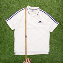 Load image into Gallery viewer, Adidas 3-Stripe Embroidered Textured White Short Sleeve Polo Shirt - XL