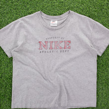 Load image into Gallery viewer, Women’s Nike Athletic Dept Spell Out Graphic Grey T-Shirt - L (12-14)