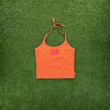 Load image into Gallery viewer, Women’s Kangol 38 Graphic Orange Halter Neck Crop Top - L (12-14)
