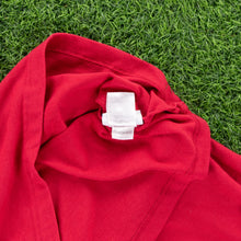 Load image into Gallery viewer, Women’s Reebok Small Spell Out Embroidered Split Neck Collard Red Baby Tee Top - L (12-14)