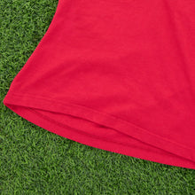 Load image into Gallery viewer, Women’s Reebok Small Spell Out Embroidered Split Neck Collard Red Baby Tee Top - L (12-14)