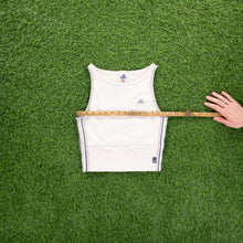 Load image into Gallery viewer, (1999) Women’s Adidas ClimaLite 3-Stripe Embroidered Off White Racer Vest Tank Crop Sports Top - M (8-10)