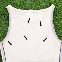 Load image into Gallery viewer, (1999) Women’s Adidas ClimaLite 3-Stripe Embroidered Off White Racer Vest Tank Crop Sports Top - M (8-10)