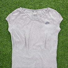Load image into Gallery viewer, Women’s Nike Small Swoosh Embroiderd Chest Logo V-Neck Cap Sleeve Top - L (12-14)