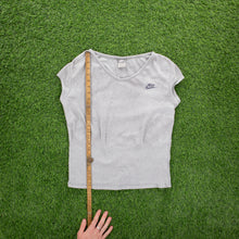 Load image into Gallery viewer, Women’s Nike Small Swoosh Embroiderd Chest Logo V-Neck Cap Sleeve Top - L (12-14)