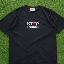 Load image into Gallery viewer, Reebok Sport Step Workout Logo Spell Out Graphic Black Single Stitch T-Shirt - L/XL