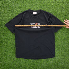 Load image into Gallery viewer, Reebok Sport Step Workout Logo Spell Out Graphic Black Single Stitch T-Shirt - L/XL