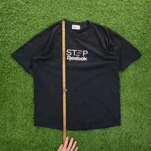 Load image into Gallery viewer, Reebok Sport Step Workout Logo Spell Out Graphic Black Single Stitch T-Shirt - L/XL