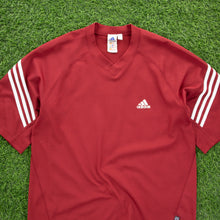 Load image into Gallery viewer, (2001) Adidas Climalite 3-Stripe Breathable Mesh Red V-Neck Sports T-Shirt - L