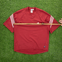 Load image into Gallery viewer, (2001) Adidas Climalite 3-Stripe Breathable Mesh Red V-Neck Sports T-Shirt - L