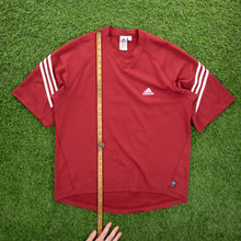 Load image into Gallery viewer, (2001) Adidas Climalite 3-Stripe Breathable Mesh Red V-Neck Sports T-Shirt - L