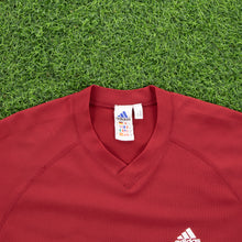 Load image into Gallery viewer, (2001) Adidas Climalite 3-Stripe Breathable Mesh Red V-Neck Sports T-Shirt - L