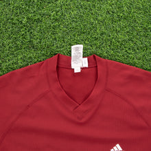 Load image into Gallery viewer, (2001) Adidas Climalite 3-Stripe Breathable Mesh Red V-Neck Sports T-Shirt - L