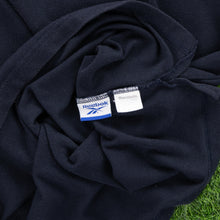 Load image into Gallery viewer, (1998) Reebok Small Spell Out Embroidered Logo Heavyweight Textured Navy T-Shirt - XL