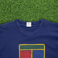 Load image into Gallery viewer, (1997) Nike Tennis Court Large Logo Stitch Graphic Navy T-Shirt - XL