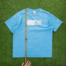 Load image into Gallery viewer, (2009) Nike Air Spell Out Graphic Embroidered Logo Light Blue T-Shirt - XL