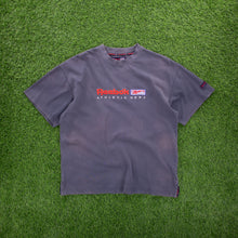 Load image into Gallery viewer, Reebok Athletic Dept Spell Out Embroidered Logo Textured Navy T-Shirt - XL