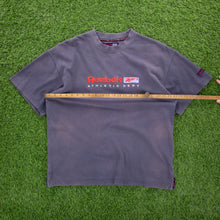 Load image into Gallery viewer, Reebok Athletic Dept Spell Out Embroidered Logo Textured Navy T-Shirt - XL