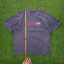 Load image into Gallery viewer, Reebok Athletic Dept Spell Out Embroidered Logo Textured Navy T-Shirt - XL