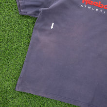 Load image into Gallery viewer, Reebok Athletic Dept Spell Out Embroidered Logo Textured Navy T-Shirt - XL