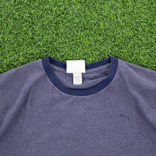 Load image into Gallery viewer, Puma Small Logo Graphic Navy Ringer T-Shirt - L