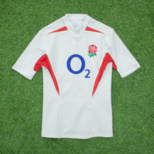 Load image into Gallery viewer, 2004/2005 England Nike Dri-Fit Pro Player Issue Home Short Sleeved Rugby Union Shirt - M/L