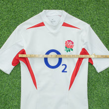 Load image into Gallery viewer, 2004/2005 England Nike Dri-Fit Pro Player Issue Home Short Sleeved Rugby Union Shirt - M/L