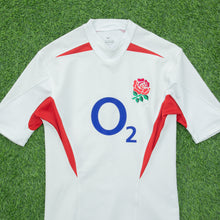 Load image into Gallery viewer, 2004/2005 England Nike Dri-Fit Pro Player Issue Home Short Sleeved Rugby Union Shirt - M/L