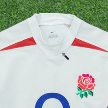 Load image into Gallery viewer, 2004/2005 England Nike Dri-Fit Pro Player Issue Home Short Sleeved Rugby Union Shirt - M/L