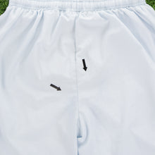 Load image into Gallery viewer, (2004) Women’s Nike Small Swoosh Embroidered Pocket Taping Adjustable Light Blue 3/4 Length Shorts - M (30-33”)